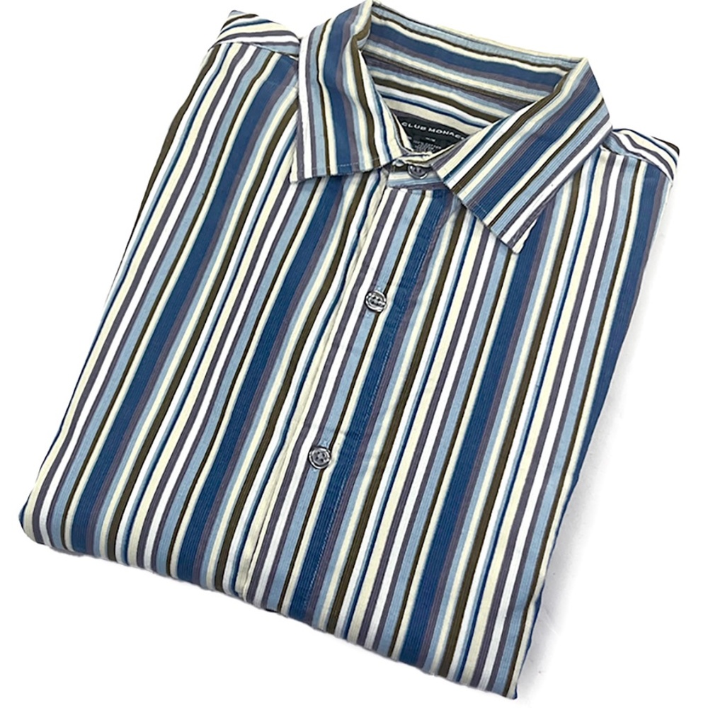 Club Monaco Blue Striped Vintage Corduroy Button Front Shirt